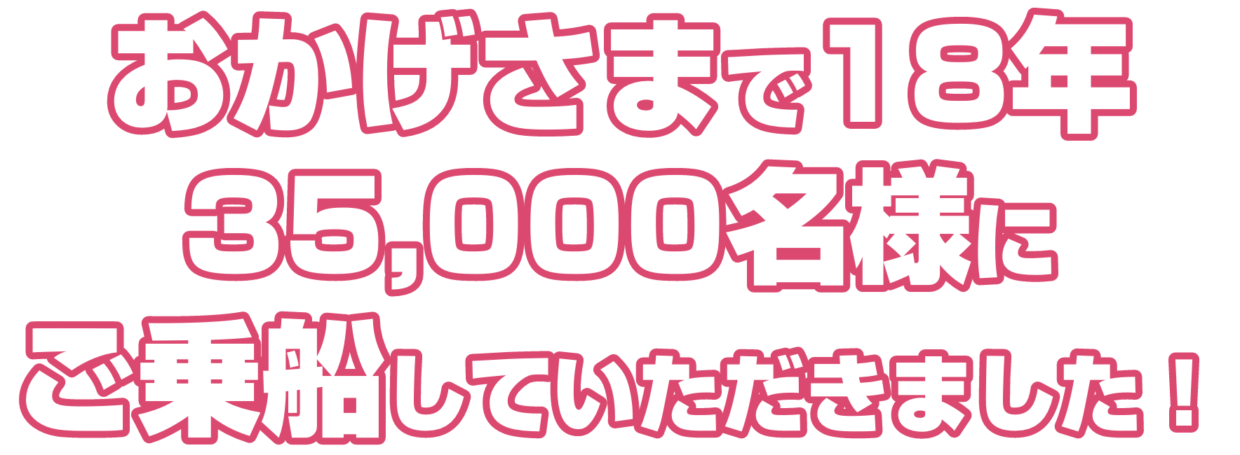 おかげさまで18年 35,000名様にご乗船していただきました！